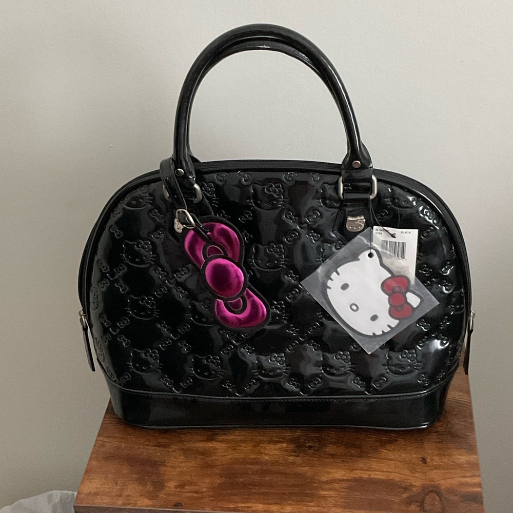 Hello Kitty Black and Pink Embossed Satchel